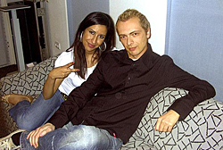 Senna of German Girlband Monrose with Producer Marc Mozart in the Studio during the Recordings of Platinum selling Album Temptation