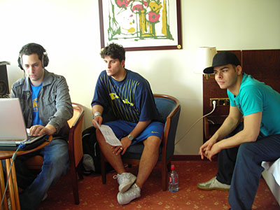 Mozart & Friends Producer Neil Athale with Room 2012 Bandmembers Cristobal and Sascha (from left to right)