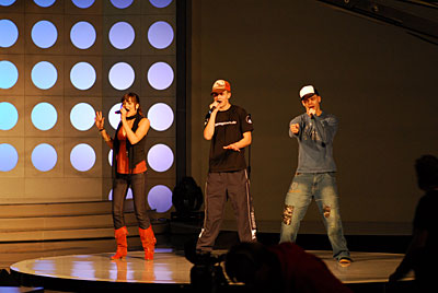 Popstars On Stage "Countdown"-Rehearsals in Füssen with Tialda, Julian and Sascha (from left to right)