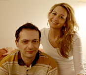 Producer Marc Mozart (Mozart & Friends) with Mandy of girlband Monrose recording "We Love To Entertain You"